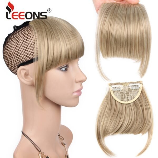 Leeons Short Synthetic Bangs Heat Resistant Hairpieces Hair Women Natural Short Fake Hair Bangs Hair Clips 2