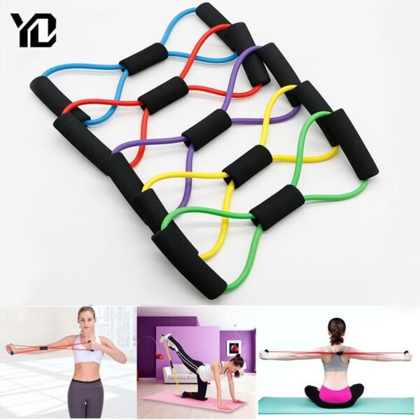 TPE 8 Word Fitness Yoga Gum Resistance Rubber Bands Fitness Elastic Band Fitness Equipment Expander Workout