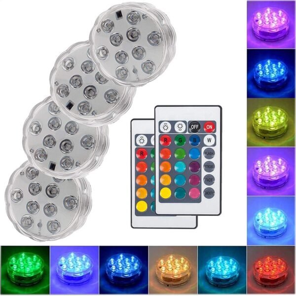10 Led Remote Controlled RGB Submersible Light Battery Operated Underwater Night Lamp Outdoor Vase Bowl Garden