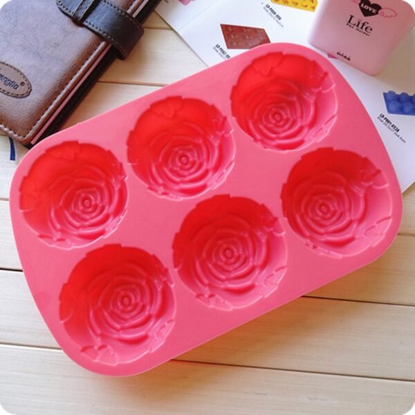 1pcs 6 rose Flowers Fondant Silicone Mold Cake Chocolate Form Soap 3D Cake Mould Candy Decorating 1