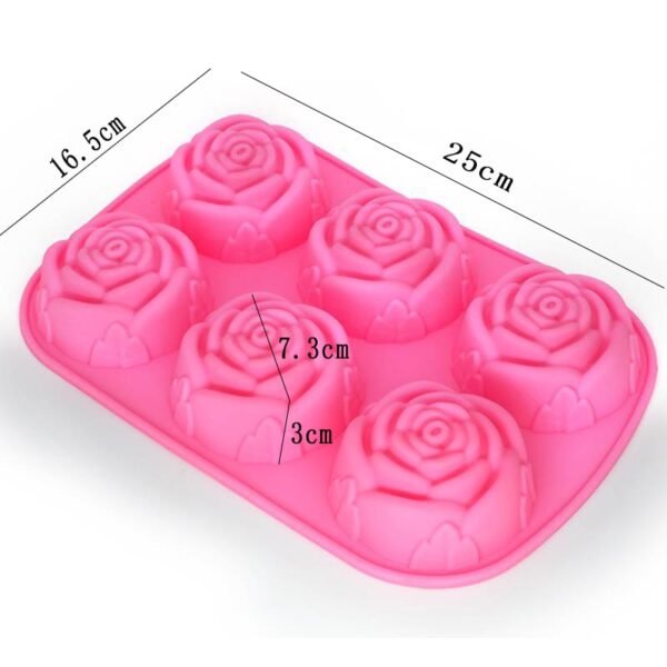 1pcs 6 rose Flowers Fondant Silicone Mold Cake Chocolate Form Soap 3D Cake Mould Candy Decorating 5