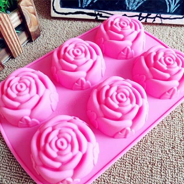 1pcs 6 rose Flowers Fondant Silicone Mold Cake Chocolate Form Soap 3D Cake Mould Candy Decorating