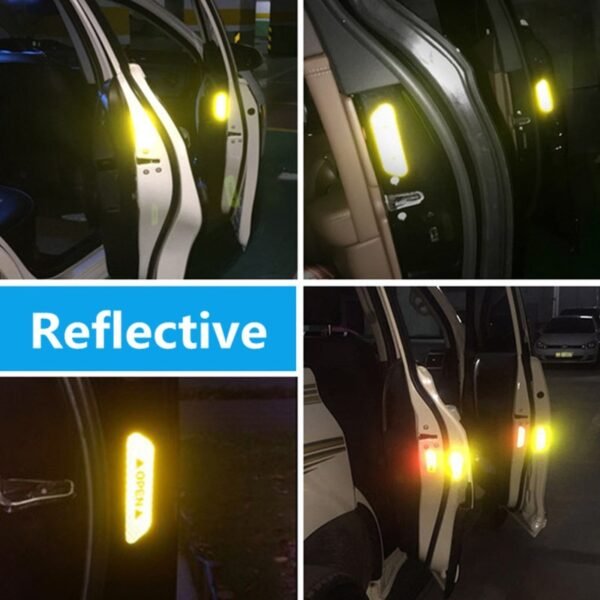 4Pcs Set Car Door Stickers DIY Car OPEN Reflective Tape Warning Mark Reflective Open Notice Bicycle 5