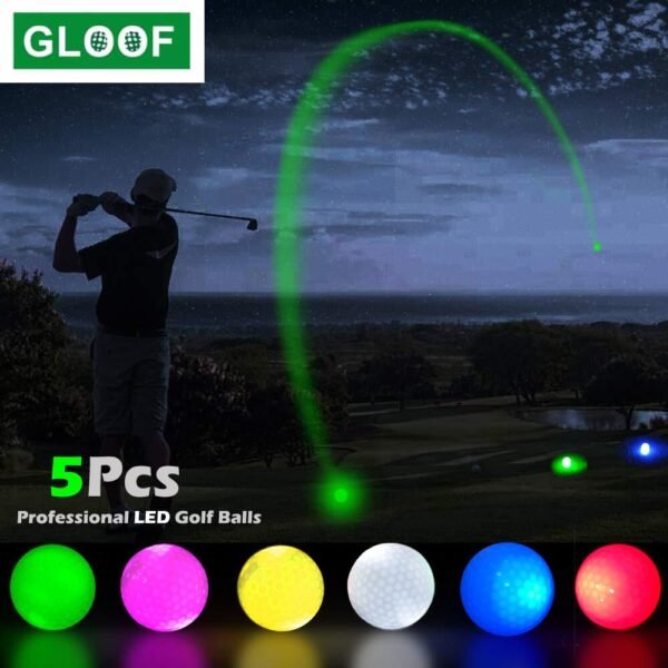 5Pcs Professional Golf Balls LED Luminous Night Golf Balls Reusable And Long lasting Glow Training Golf