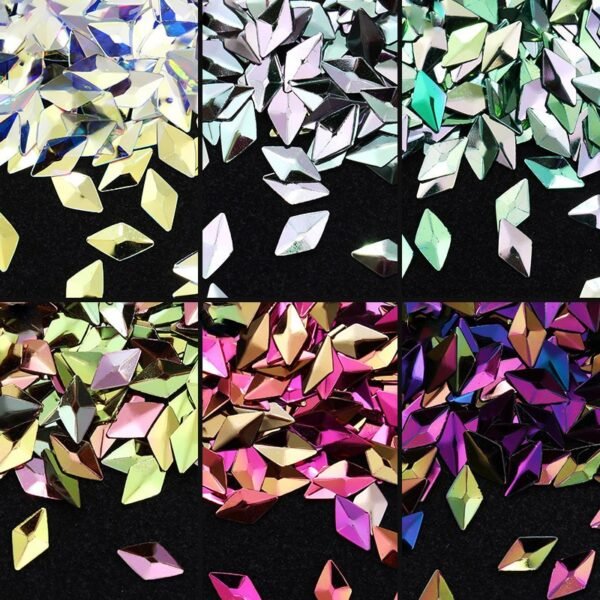 6 Boxes Chameleon AB Color Nail Sequins Colorful Rhombus Flakies Glitter Nail Art Paillette 3