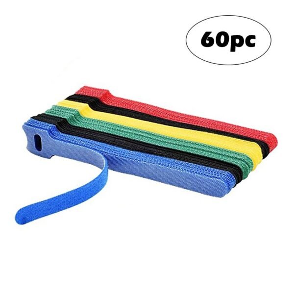60pcs T type Cable Tie Wire Nylon Strap Hook Loop Reusable Cord Organizer Wire Colorful Data