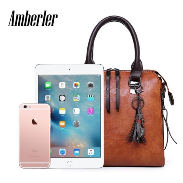 Amberler Women Handbags PU Leather Shoulder Bags Female Large Capacity Casual 4 Pieces Set Tote Bag 4