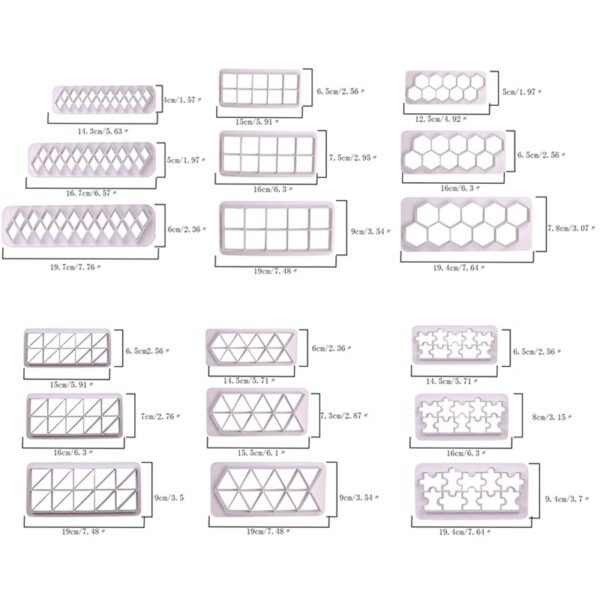 Aomily 3pcs Set Geometric Figure Jigsaw Puzzle Mold Cake Cutter Sugar Craft Tiara Fondant Icing Cutting 4