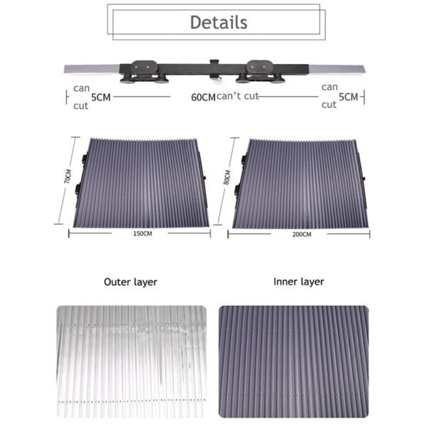 Car Windshield Sunshade Curtain Retractable Folding Car Sunshade Cover Reflective Aluminum Film Curtains Anti UV Car 5
