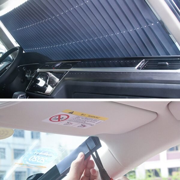 Car Windshield Sunshade Curtain Retractable Folding Car Sunshade Cover Reflective Aluminum Film Curtains Anti UV Car