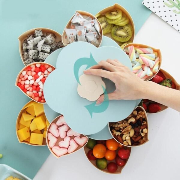 Creative Flower Petal Fruit Plate Candy Storage Box Nuts Snack Tray Rotating Flowers Food Gift Box 1