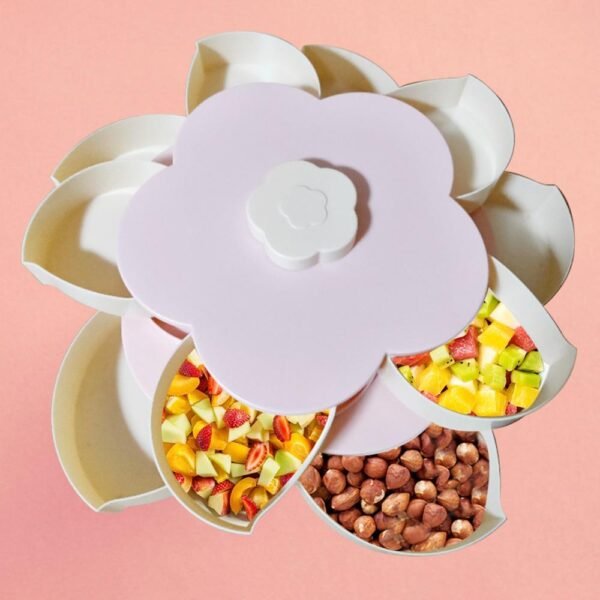 Creative Flower Petal Fruit Plate Candy Storage Box Nuts Snack Tray Rotating Flowers Food Gift Box 2