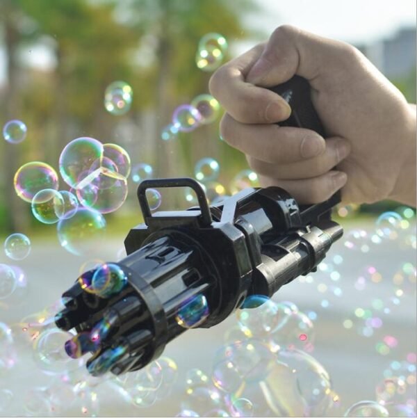 Funny Magic Bubble Blower Machine Electric Automatic Bubble Maker Gun with Mini Fan Kids Outdoor Toys 1
