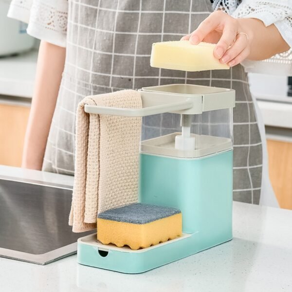 Kitchen Sink Organizer Press Liquid Dispenser Drainer Dish Towel Rack Storage Holder Sponge Shelf Kitchen Gadgets 1