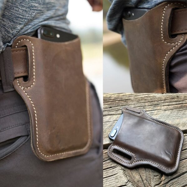 Men Cellphone Loop Holster Case Belt Waist Bag Props PU Leather Purse Phone Wallet