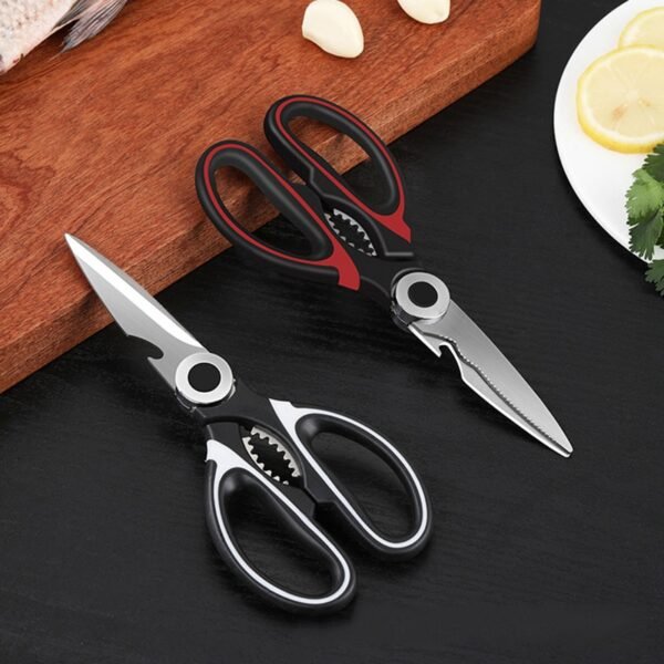 Multifunctional Kitchen Scissors Cutting Knife Plate Stainless Steel Kitchen Meat Cutting Scissors Chicken Bone Opening Bottle