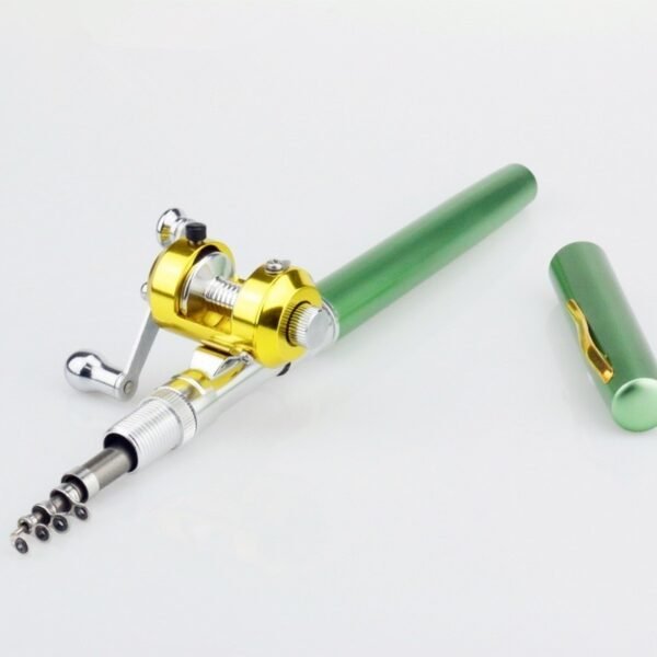 Portable Pocket Telescopic Mini Fishing Rod Pole Pen Shape Folded Fishing Rod With Reel Wheel For 1