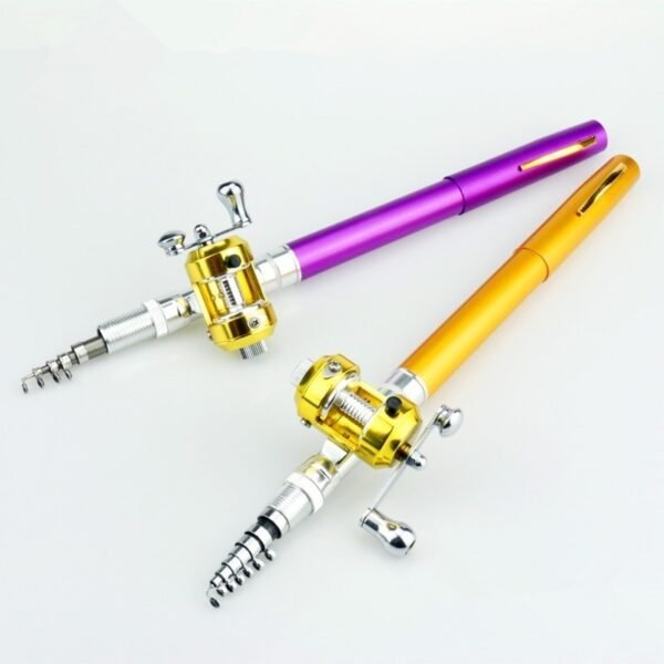 Portable Pocket Telescopic Mini Fishing Rod Pole Pen Shape Folded Fishing Rod With Reel Wheel For 3