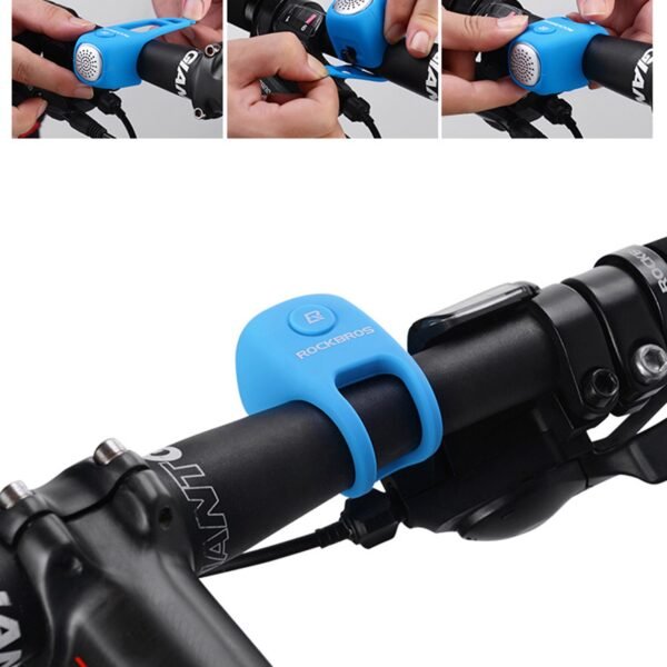 ROCKBROS Electric Cycling Bell 110 dB Horn Rainproof MTB Bicycle Handlebar Silica Gel Shell Ring Bike 4