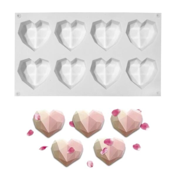 8 Cavities Heart Shaped Chocolate Silicone Mold for Handmade Candy Cake Mold Dessert Baking Pan Home