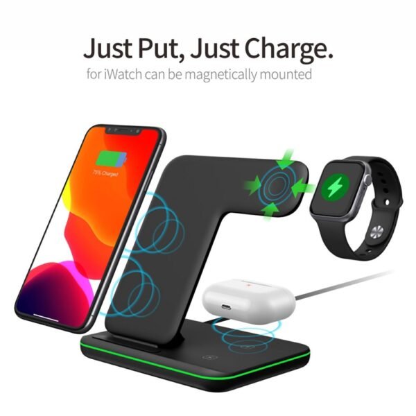 DCAE 15W 3 in 1 Qi Wireless Charger Stand for iPhone 12 11 XS X 8 1