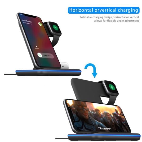 DCAE 15W 3 in 1 Qi Wireless Charger Stand for iPhone 12 11 XS X 8 2