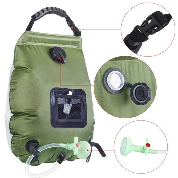 Hiking Shower Bathing Bag Solar Energy Water Bag 20L Outdoor Camping Travelling Easy Carrying Portable Parts 3