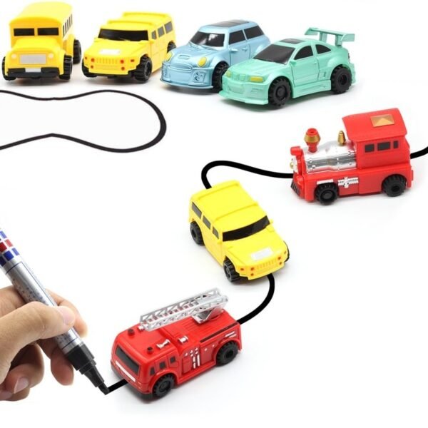 New Engineering Vehicles Magic Pen Inductive Children s Truck Tank Toy Car Draw Lines Induction Rail 1