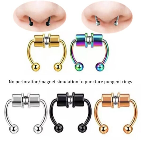 New Stainless Steel Magnetic False Nose Ring Horseshoe shaped Ring Titanium Steel Artificial Non perforated Nose