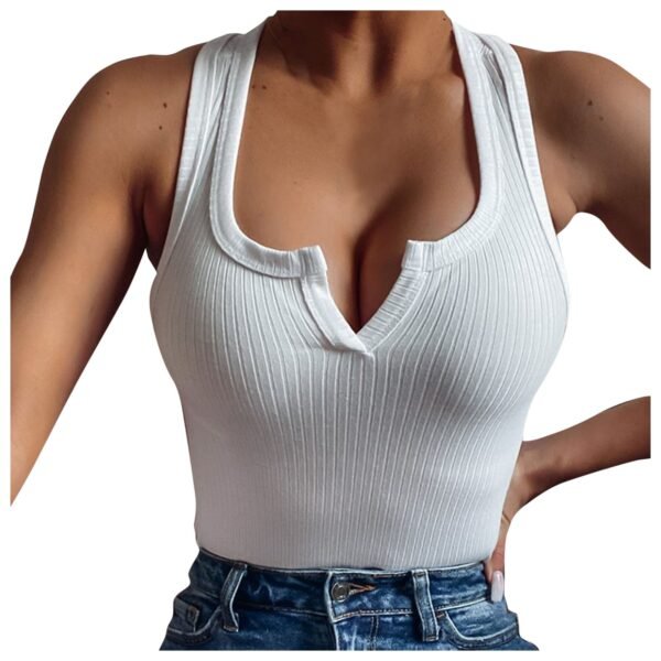 Open Back Halter neck Summer Knit Top Sleeveless Women Sexy Basic T Shirt White Off Shoulder 3