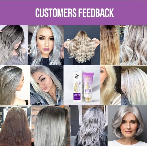 PURC Blonde Purple Hair Shampoo Removes yellow and brassy tones for silver Ash look Purple Hair 1