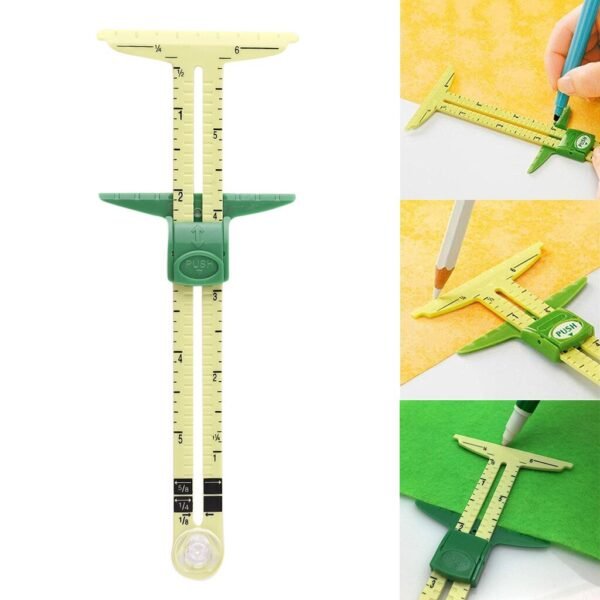 1PC Multifuction 5 In 1 Sliding Gauge Caliper Measuring Sewing Tool Portable