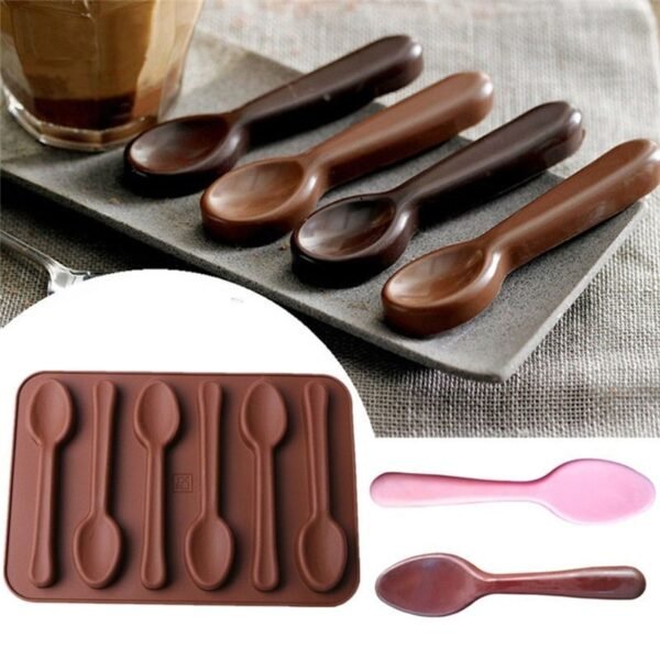 1Pcs Chocolate Silicone Baking Mold Spoon Shape Mold Chocolate Biscuit Candy Jelly DIY mold baking Tools