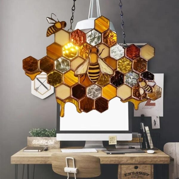 1Pcs Queen Bee Protect Honey Suncatcher Bee Suncatchers For Windows Home Wall Art Decor Ornaments Hanging 3