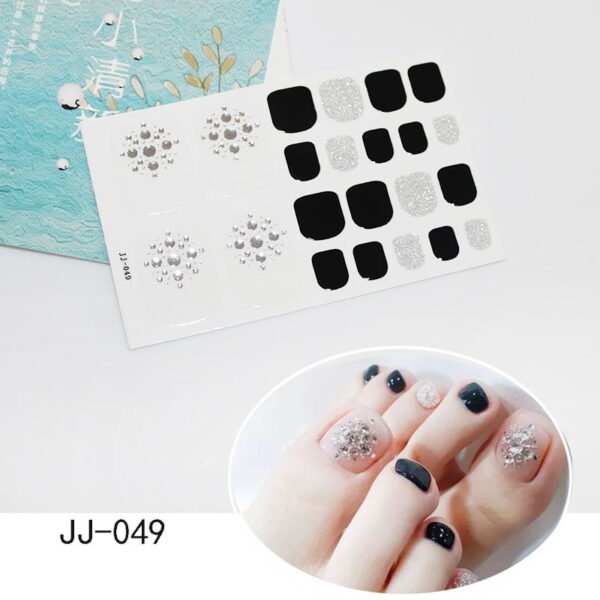 1Sheet Adhesive Toe Nail Sticker Glitter Summer Style Tips Full Cover Toe Nail Art Supplies Foot 1