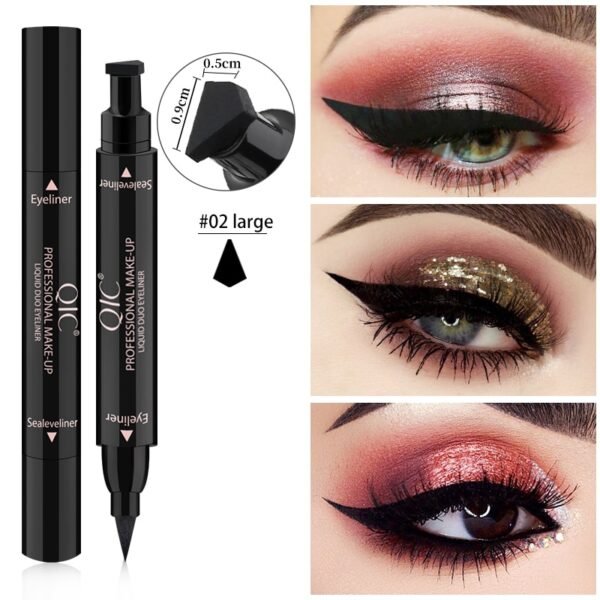 2 In1 Eyeliner Stamp Liquid Eye Liner Pencil Makeup Stamps Seal Pen Stamp Black Eyeliner Pencil 2