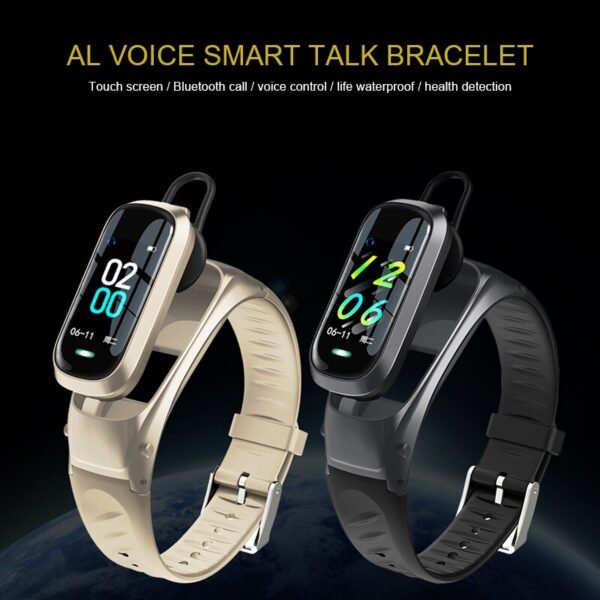 2 in 1 Smart Watch Bluetooth Headset Heart Rate Monitor Fitness Tracker AI voice control for 1