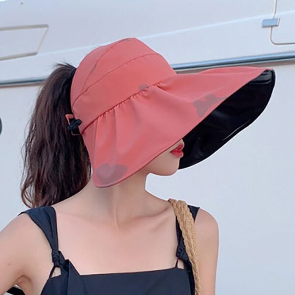 2021 New Fashion Girls Hat Female Summer Black Rubber Empty Top Sun Hat Anti ultraviolet Big