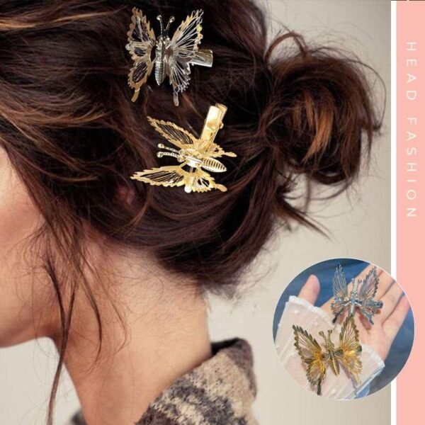 2PCS Pretty PreMove with Beauty Clip Butterfly Hairpins Beautiful Hair Ornament Barrettes Headband Fashion Accessorie 2