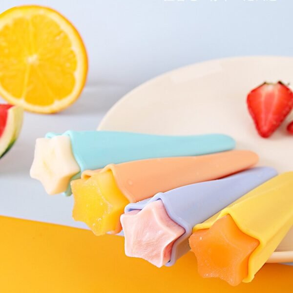 4 Pcs Star shape Silicone Popsicle Mold Forms for Ice Cream Icepop Maker Molds Ice Cube 2