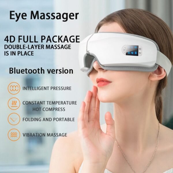 4D Smart Airbag Vibration Eye Massager Eye Care Instrumen Heating Bluetooth Music Relieves Fatigue And Dark