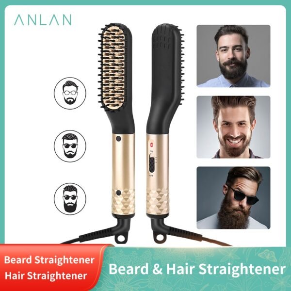 ANLAN Hair Straightener Comb Durable Electric Straight Hair Comb Brush Heated Ceramic Hair Straightening Electric Brush