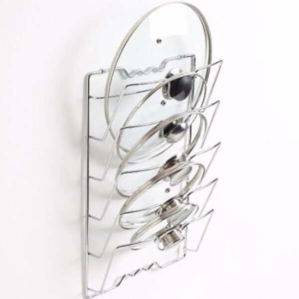 Anti fall Metal Drying Pan Pot Rack Cover Lid Rest Stand Spoon Holder Holder Kitchen Tool 3