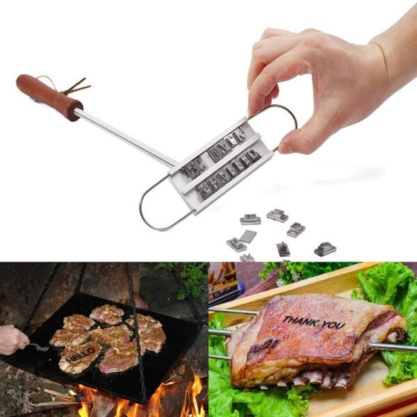 BBQ Branding Iron 55Letters DIY Barbecue Letter Printed BBQ Steak Tool Meat Grill Forks Barbecue Tool 3