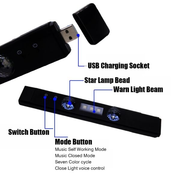 Car Led Interior Ambient Light Wireless Floor Foot Lamp RGB Strip Decorative Music Sound Control USB 4