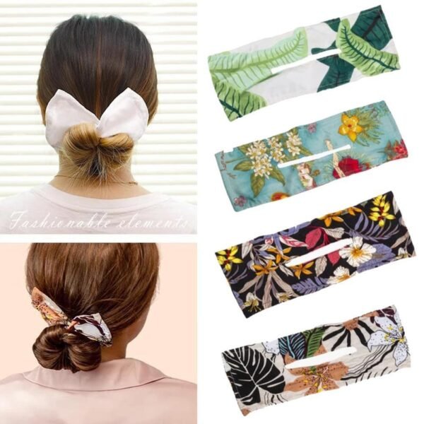Deft Bun Women Fashion Fabric Hair Bands Hair Rope Summer Knotted Wire Headband Print Hairpin Accessories