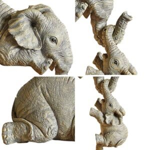 Elephant Resin Ornaments Three piece Decorations 3 Elephant Mothers and Two Babies Hanging on The Edge 3
