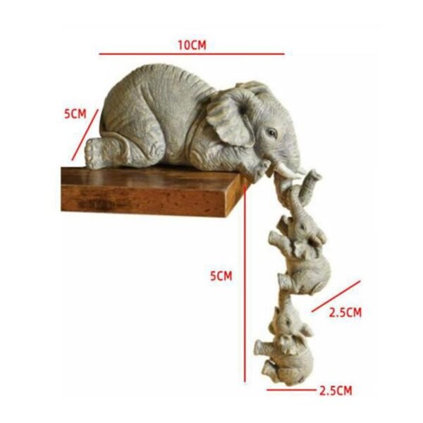 Elephant Resin Ornaments Three piece Decorations 3 Elephant Mothers and Two Babies Hanging on The Edge 5