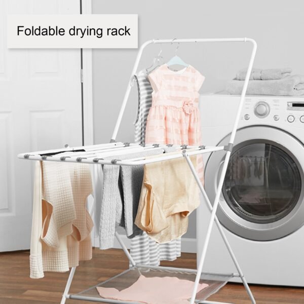 Foldable Drying Rack Collapsible Space Saving Laundry Rack Carbon Steel Heavy Duty Hanging Stand 2 Tier 2
