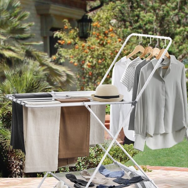 Foldable Drying Rack Collapsible Space Saving Laundry Rack Carbon Steel Heavy Duty Hanging Stand 2 Tier 3